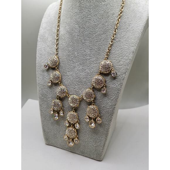 Vintage Gold Tone Rhinestone Statement Bib Necklace - Picture 6 of 10